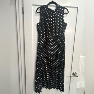 Karl Lagerfeld Paris Polka Dot Sleeveless Dress with Pleated Skirt